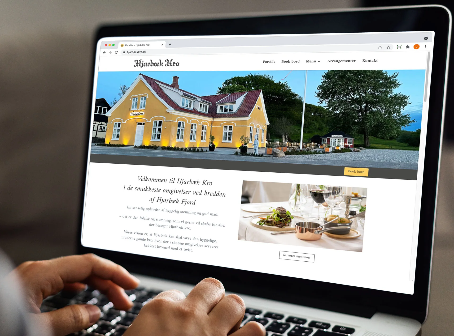 Hjarbæk Kro – website bygget af JPG Grafisk