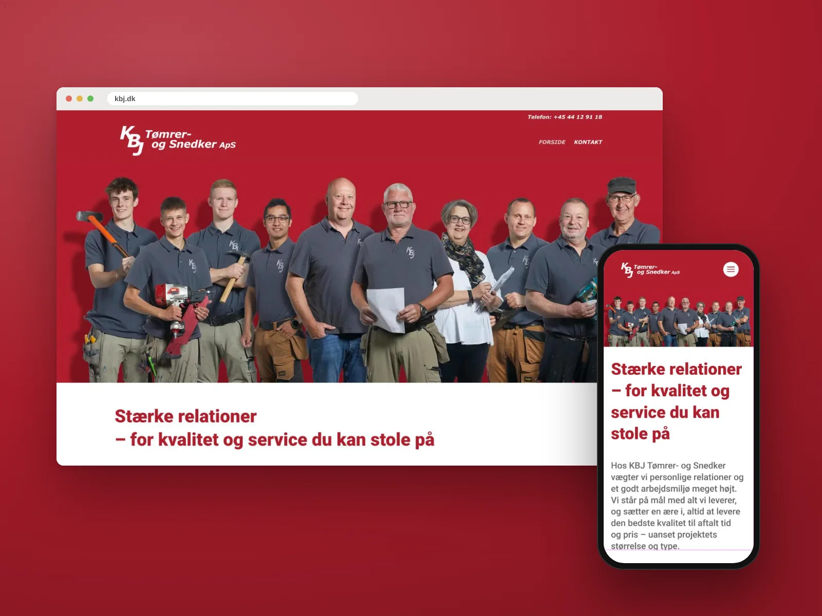 Website på computer og mobil