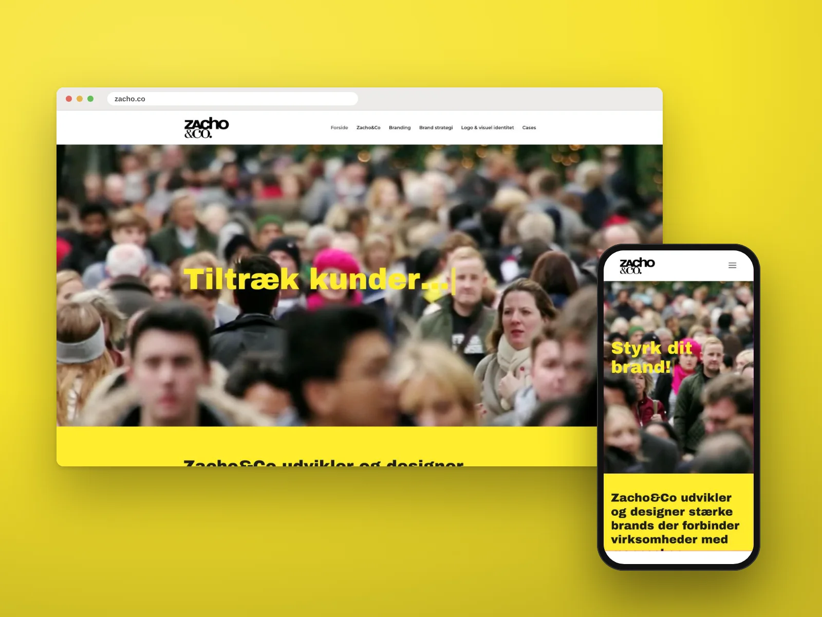 Website på computer og mobil
